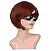 FantaLook Short Reddish Brown Costume Cosplay Wig with Eye Mask for Female