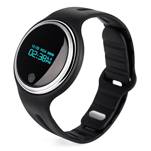 New Design Smart Wristband E07 Waterproof Bluetooth 4.0 OLED Display Smart Watch Smart Pedometer Bracelet SMS Reminder Sleep Fitness Activity Calorie Tracker Android and IOS (Black)