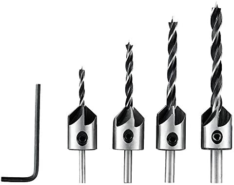 4PCS(3/4/5/6mm) Set Woodworking Countersink Drill Set Adjustable Carpentry Reamer Length Drill Bit