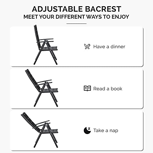 PURPLE LEAF 9 Pieces Outdoor Patio Dining Set with 8 Folding Portable