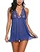 MAXMODA Women's Babydoll Halter Lingerie Lace Outfits Mini Sleepwear with G-string M-XXL