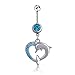 Power Wing Belly Button Rings Dangle Sexy for Women,Navel Rings Set Surgical Steel Barbell Jewelry (Blue-set)