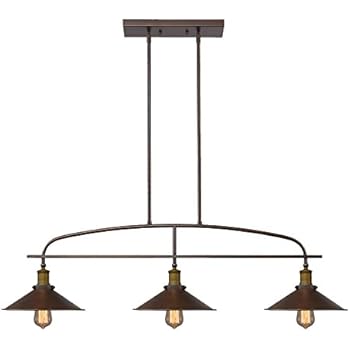 YOBO Lighting Antique Kitchen Island Pendant, 3-light Metal Ceiling Chandelier