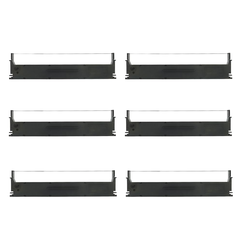 Photo 1 of BIGGER Compatible Printer Ribbon Replacement for Epson S015631 LX-350 LX350 Black Fabric Ribbon, used for Epson LX-350, LX-300+II, LX-300+ Printer, 6 Black Packs