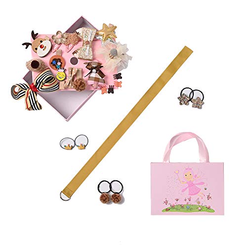 Eyelashes DanceBaby Girls Hair Clips Accessories Cute Bows Kits Elastic Hair Ties Hairpins Set with Gift Box For Baby Girls Teens Toddlers,24-72 pcs, Gold, Small