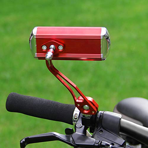 Easyinsmile Bike Mirror Adjustable 360°Rotation Back Rearview Mirror A Pair of Handlebar Wide Angle Aluminum Alloy Bicycle Mirror for Mountain Bike，Electric Bike，Cycling，Motorcycle (Silver and red) - Thumbnail 3