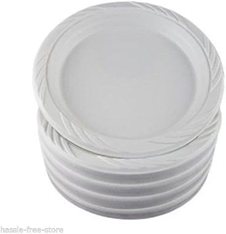100 White 9" Plastic Party Plates Disposable Dinner Wedding Plastic Dishes