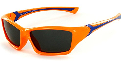 Aloha Eyewear Kids "Splash" Wrap Around 51mm Polarized Sunglasses, Flexible (Tangerine)