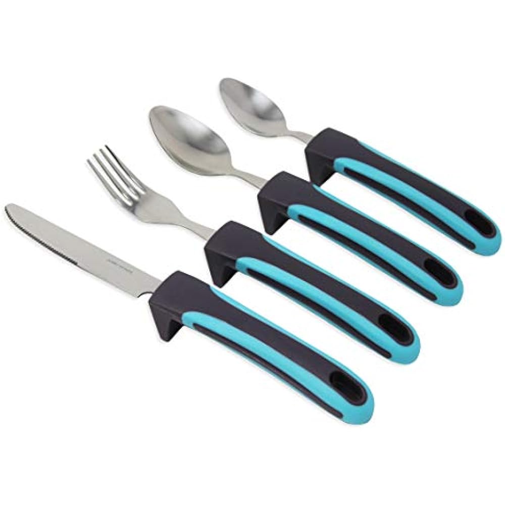 Adaptive Utensils Weighted (4Piece Set) Non Slip Wide Handles For