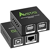 USB Extender 165ft/50m Over Cat5e/6, 4 USB 2.0 Ports, USB Over Ethernet Extension,Two Webcam Work...
