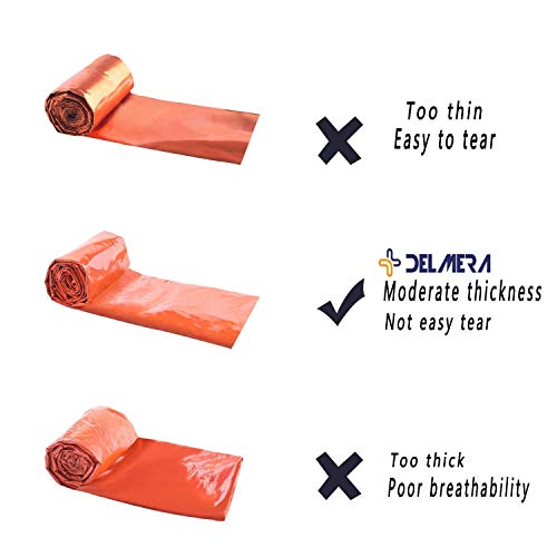 Delmera Emergency Survival Sleeping Bag, Lightweight Waterproof Thermal Emergency Blanket, Bivy Sack with Portable Drawstring Bag for Outdoor Adventure, Camping, Hiking, Orange (Orange-one pack)