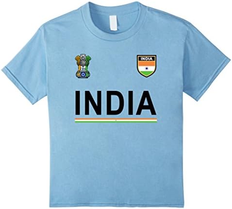 Kids India Cheer Jersey - Indian Pride T-Shirt 8 Baby Blue