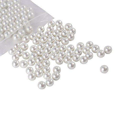 LEILE 500 Pcs Glass Pearl Round Beads Assortment Lot for Jewelry Making Wholesale (6mm, White)