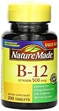 Nature Made Vitamin B-12 500 Mcg, Tablets, 200-Count (Pack of 2)