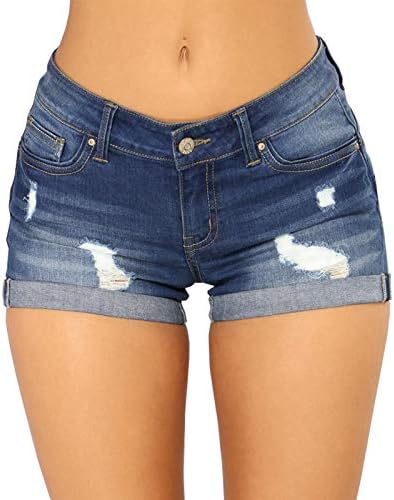 SOODEAR Women's Juniors Shorts Casual Summer Mid Waist Stretchy Denim Short Jeans
