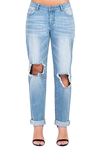 Poetic Justice Women's Curvy Fit Light Acid Wash Destroyed