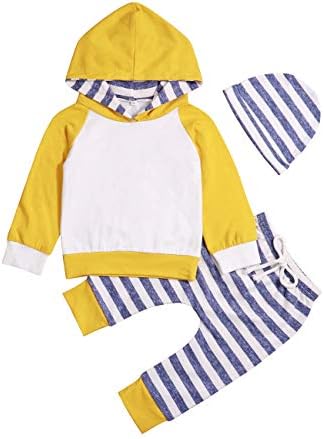 TUEMOS Baby Gril Clothes Stripe Hoddie Sweatshirt Top+Solid Color Long Pant Little Girl Outfits