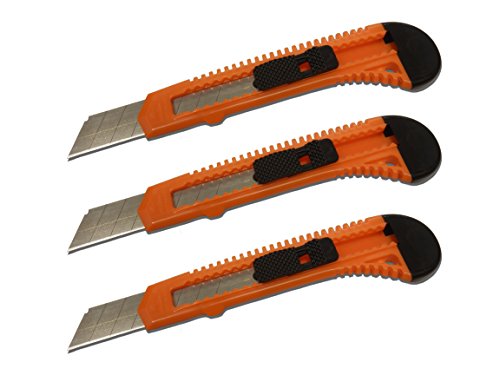 SNL Retractable Razor Utility Knife Set, 6 Inch, Orange, 3 Pack
