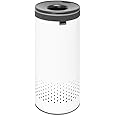 Brabantia - Laundry Hamper - with Plastic Lid - Ventilation Holes - Corrosion Resistant Materials - Hygienic - Discrete - Laundry Basket - Bathroom - with Small Hole - White - 9 Gal