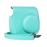 Blummy PU Leather Instax Mini 8 Camera Case for Fujifilm Instax Mini 8/ Mini 8+/ Mini 9 Instant Camera with Adjustable Strap and Pocket (Mint)
