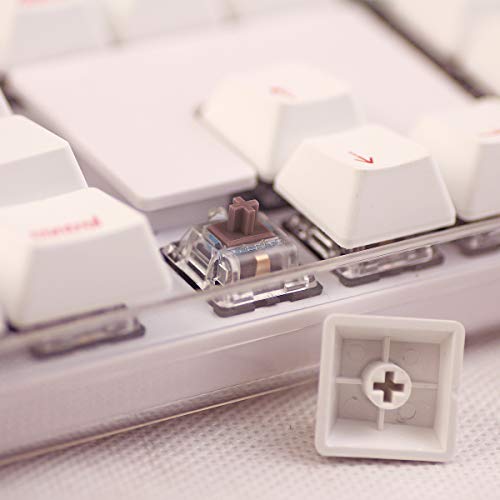 Qisan Mechanical Gaming Keyboard 100% Full Size 108 Keys Crystal Case GATERON Brown Switch PBT Dye-subbed Keycaps Red Font with White Backlight Magicforce - Thumbnail 3