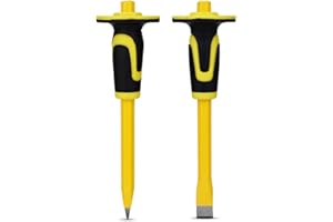 GMGSJ 2-Piece Heavy-Duty Chisel Set with Hand Protection, Concrete and Mortar Stone Chisels, Used for Demolition, Carving, De-scaling, Breaking, Hunting, and Crushing. (CA6)