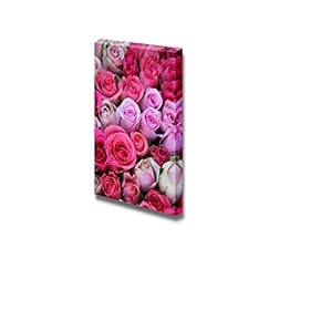 Canvas Prints Wall Art - Group of Roses in Different Shades of Pink | Modern Wall Decor/Home Art Stretched Gallery Wraps Giclee Print & Wood Framed. Ready to Hang - 18" x 12"