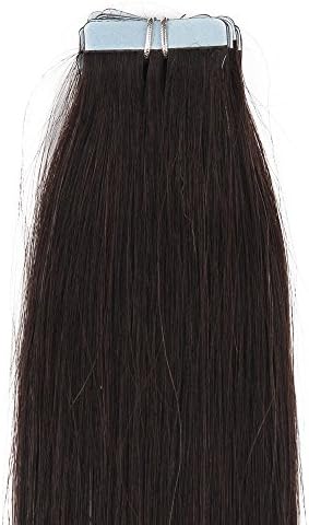 Top 16" 18" 20" 22" 24" Remy Tape-in Hair Skin Weft Real 100% Human Hair Extensions (16inch 30g/20pcs, #1B natural black with a little brown)