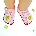 Outop Pink White Flower Baby Newborn Infant Girls Crochet Knit Socks Crib Casual Shoes Prewalker