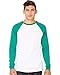Bella + Canvas Men's Jersey Long-Sleeve Baseball T-Shirt XL WHITE/ KELLY