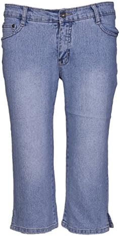 New Ladies Denim Cropped Trouser Womens Three Quarter Pants Stretch Jeans Blue Crop Bottoms Shorts 3/4 Length Size 8 10 12 14 16