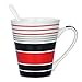 GOGOKING Mugs Simple Creative Striped Deramic Coffee Mugs Small Fresh Ceramic Coffee Mugs Coffee Cups Ceramic 11 Oz Water Mugs(red black-1)