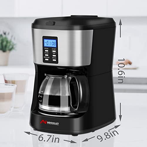 Nidouillet Drip Coffee Maker,Grind and Brew Automatic Coffee Machine,5