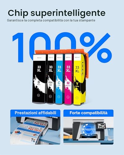 GPC Image Compatible Ink Cartridges Replacement for Epson 33 33XL for Expression Premium XP-540 XP-530 XP-830 XP-7100 XP-900 XP-640 XP-630 XP-635 (Black PBK Cyan Magenta Yellow, 15-Pack)