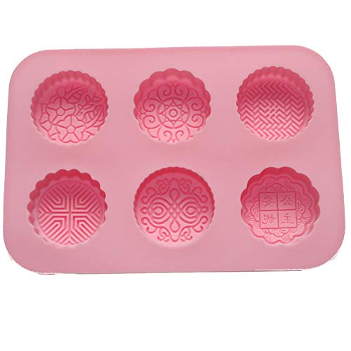 X-Haibei Round Mooncake Chocolate Glycerin Soap Lotion Bar Silicone Mold Pan 2oz per cell