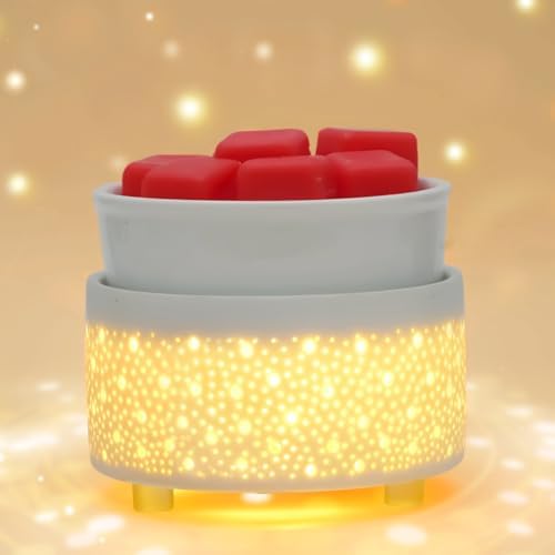 Geronland Wax Melt Warmer Ceramic 3-in-1 Oil Burner Electric Candle Wax Warmer Burner Heating Plate Melter Fragrance Warmer for Scented Waxs Home Office Bedroom Aromatherapy Gift& Décor