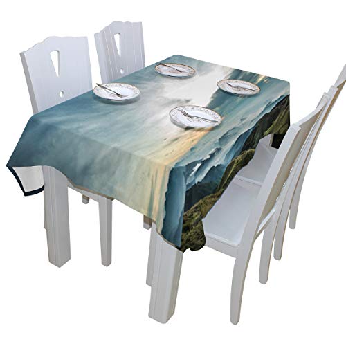 LORVIES Rectangle Lanscape Tablecloth for Wedding Party Holidays Washable Polyester Table Cloth Cover, 54 x 72 Inch - Thumbnail 4