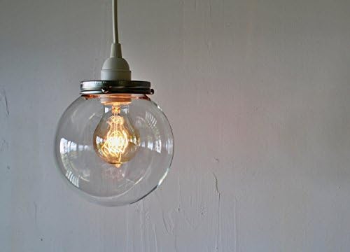 Crystal Ball Pendant Lamp, Hanging Light With A Clear Round Orb Glass Globe Shade