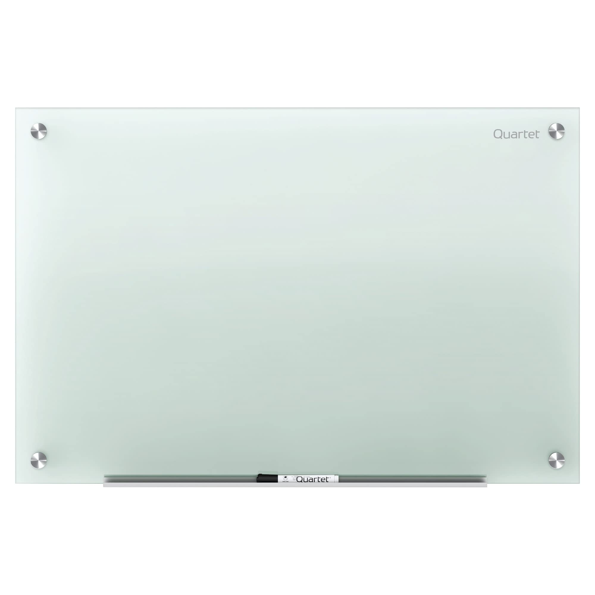 Photo 1 of Quartet Whiteboard, Glass Dry Erase Board, Non-Magnetic, 6' x 4', Infinity Frameless Mounting, Frosted Surface, Accessory Tray and 1 Dry Erase Marker (G7248F)