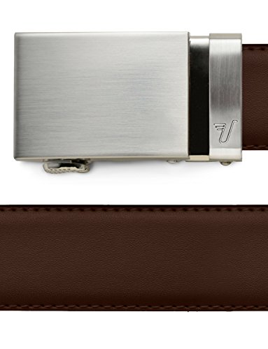 Mission Belt Men's Ratchet Belt - Steel - Steel Buckle / Chocolate Brown Leather Strap, Extra Large (39 - 42)
