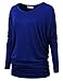 H2H Womens Comfy Soft Cool Boat Neck Solid Long Sleeve Dolman Drape Top Tee