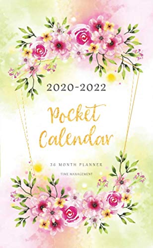 2020-2022 Pocket Calendar: Watercolor Flower Frame | 36 Month Planner | 3 Year Appointment Calendar | Monthly Planner | Business schedule Planner | ... Supplies (Three Year Monthly Pocket Planner) by Michelia Creations