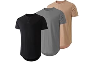 Dokotoo Men Mens 3 Pack Crewneck T-Shirts Short Sleeve Hipster Hip Hop Longline Classic Tee Tops