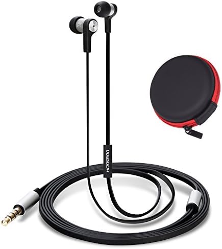 Honsenn In-Ear Earbuds with Mic, Tangle-Free Wired Earphones for iPhone, iPad, iPod, Samsung Galaxy, Android Smartphones, Tablets, Computers (Metal-black)