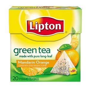 Lipton Green Tea - Mandarin Orange - Premium Pyramid Tea Bags (20 Count Box) [PACK OF 3]