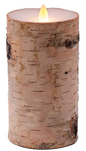 Flameless Candles Flickering Flame Effect Real Wax(D 3.5" x H 7"), Real Birch Bark Battery Operated LED Pillar Candles Real Wax with Timer and Remote to Buy Separately - Thumbnail 6