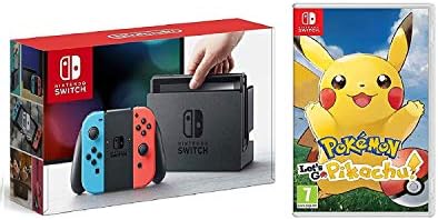 Nintendo Switch Console Neon blue&red With Pikachu let's go Combo Offer