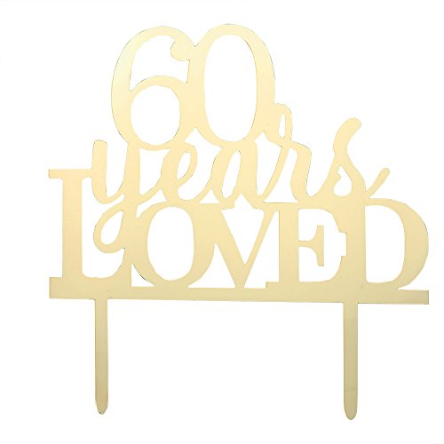 LOVELY BITONâ„¢ Gold 60 Years Loved Cake Topper Shining Numbers Letters for Wedding, Birthday, Anniversary, Party.