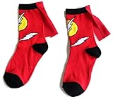 Rush Dance Unisex Kids Children's Super Hero Knee High Socks with Cape (Kids (3-6 Years Old), Flash Red & Yellow)