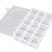 Crafts Organizer Storage Box for Washi Tape, Art Supplies and Sticker, 15 Compartments, 45 Rolls 2 Inches Diameter Tape Compatible，Clear